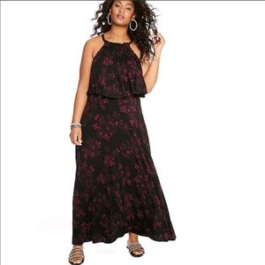 Maxi dress black with purple